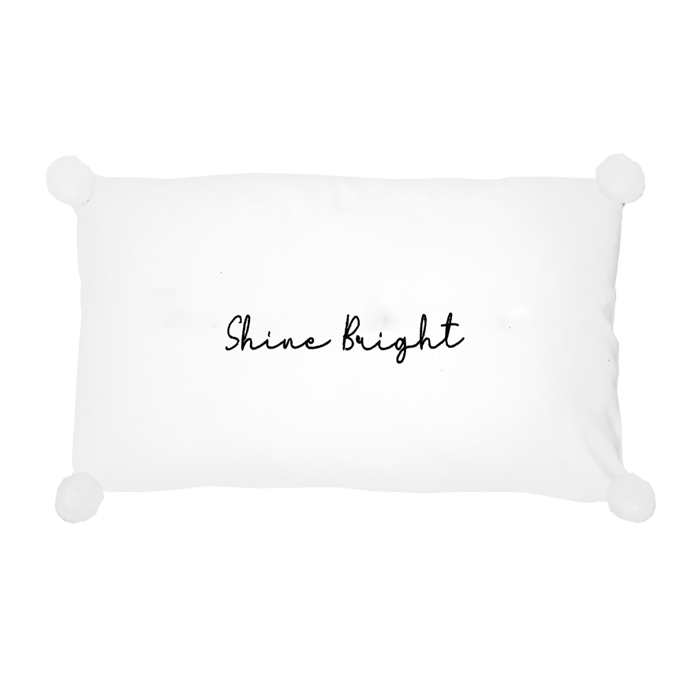 Cushion With Pom Pom Shine Bright Embroidered Gift