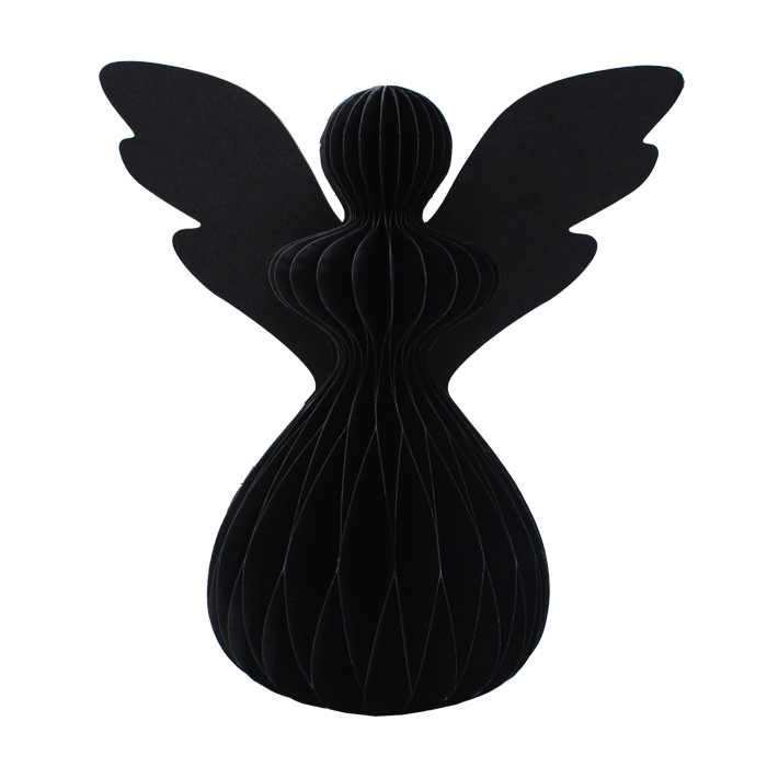 Honeycomb Paper Angel Standing 20cm Black Gift