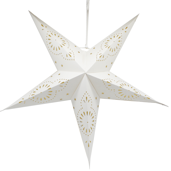 Star Folding 5 Point 65cm White Gift