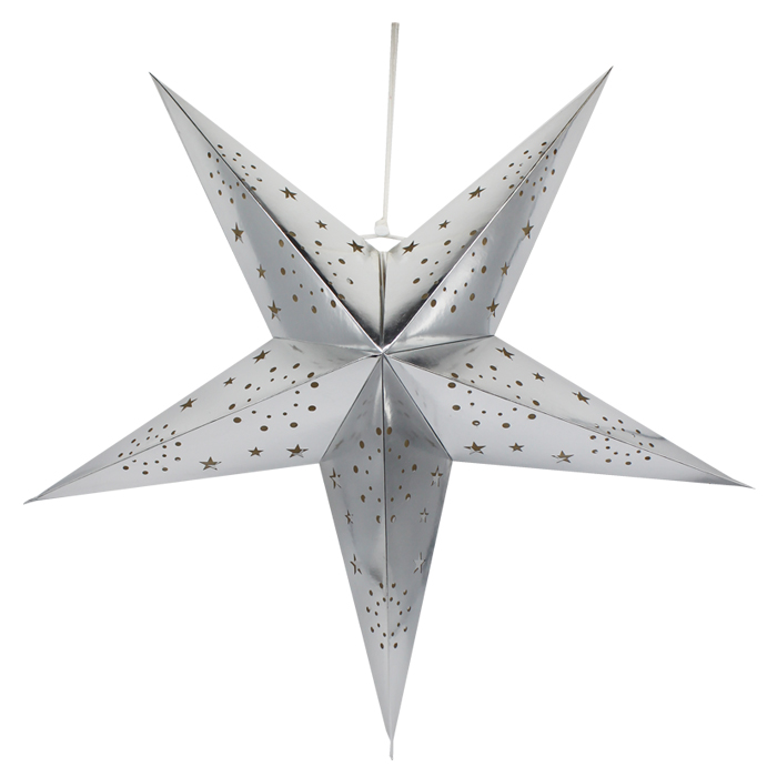 Star Folding 5 Point 65cm  Silver Gift