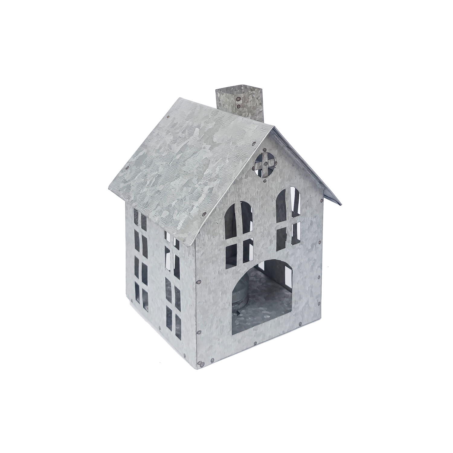Galvanised Tealight House Small 12x12x15cm Gift