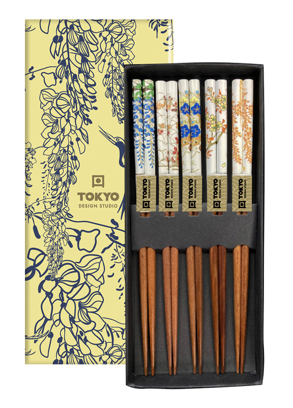 Chopstick Giftset/5 Floral Patterns  B-171ex 1/100 Gift