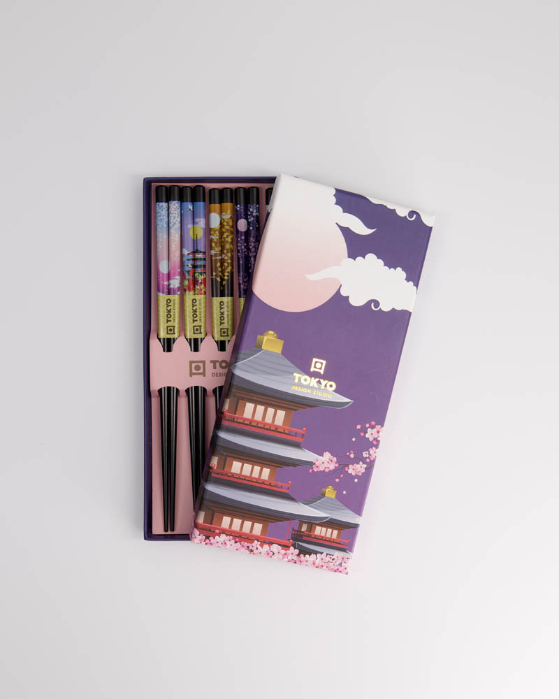 Chopstick Giftset/5 Purple Temple  2923a 21315 1/100 Gift