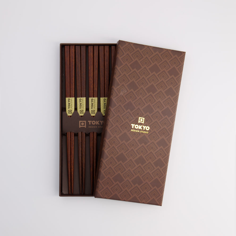 Chopstick Giftset/5 Square Brown 8221b 1/100 Gift