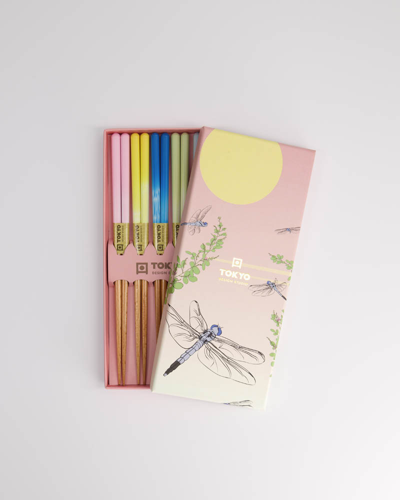 Chopstick Giftset/5 Wooden Pink Dragonfly  2914a 21312 1/100 Gift