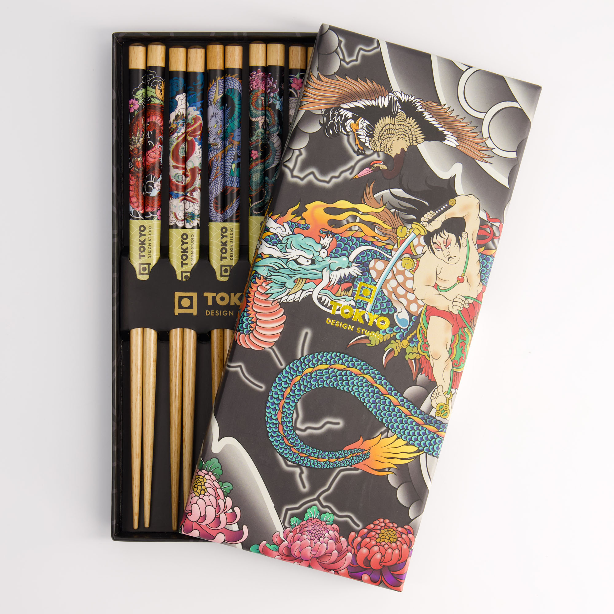 Chopstick Giftset/5 Yakuza Blue Dragon Gift