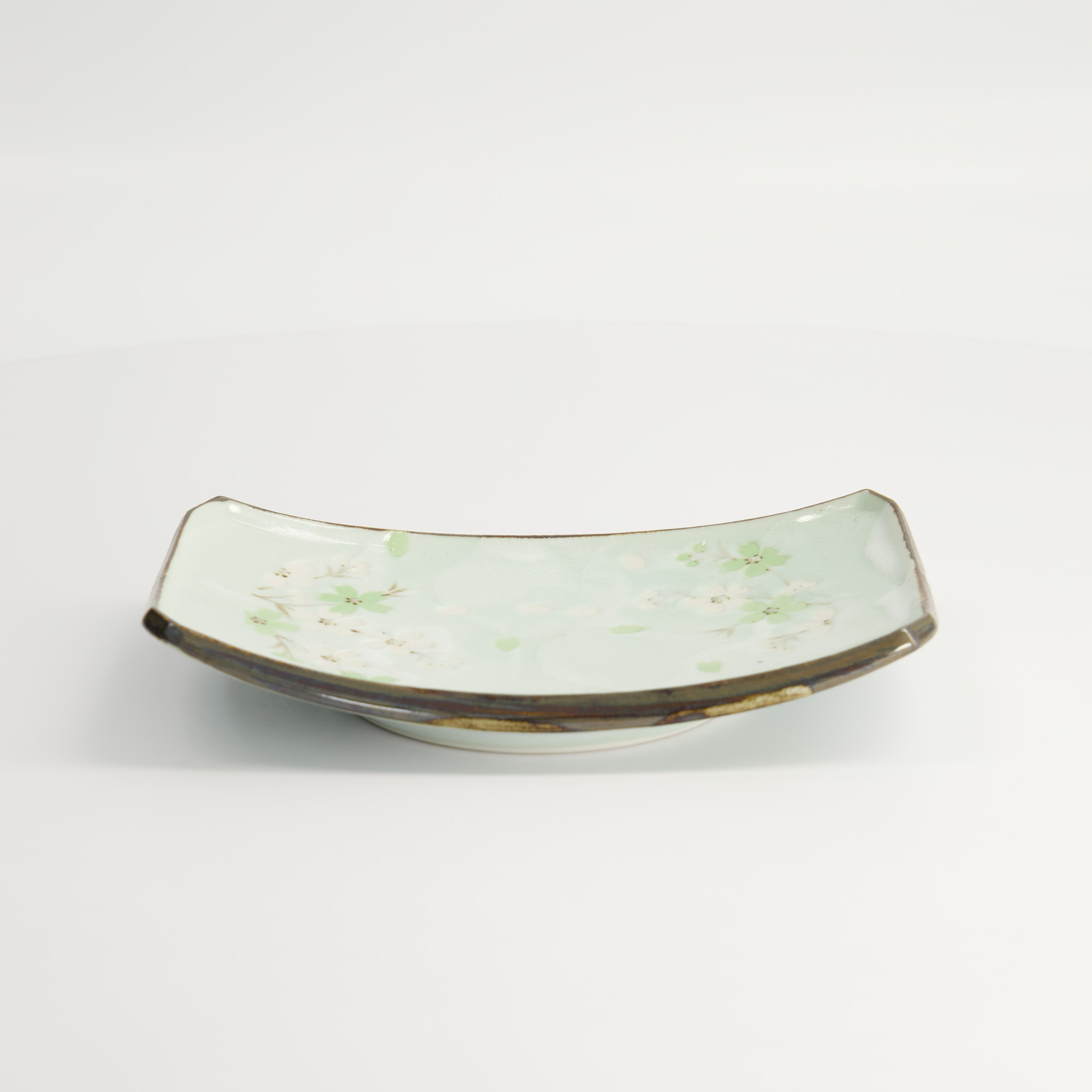 Green Cosmos Oblong Plate 18.5x12.2x1.9cm Q27/gc 6/48 Gift