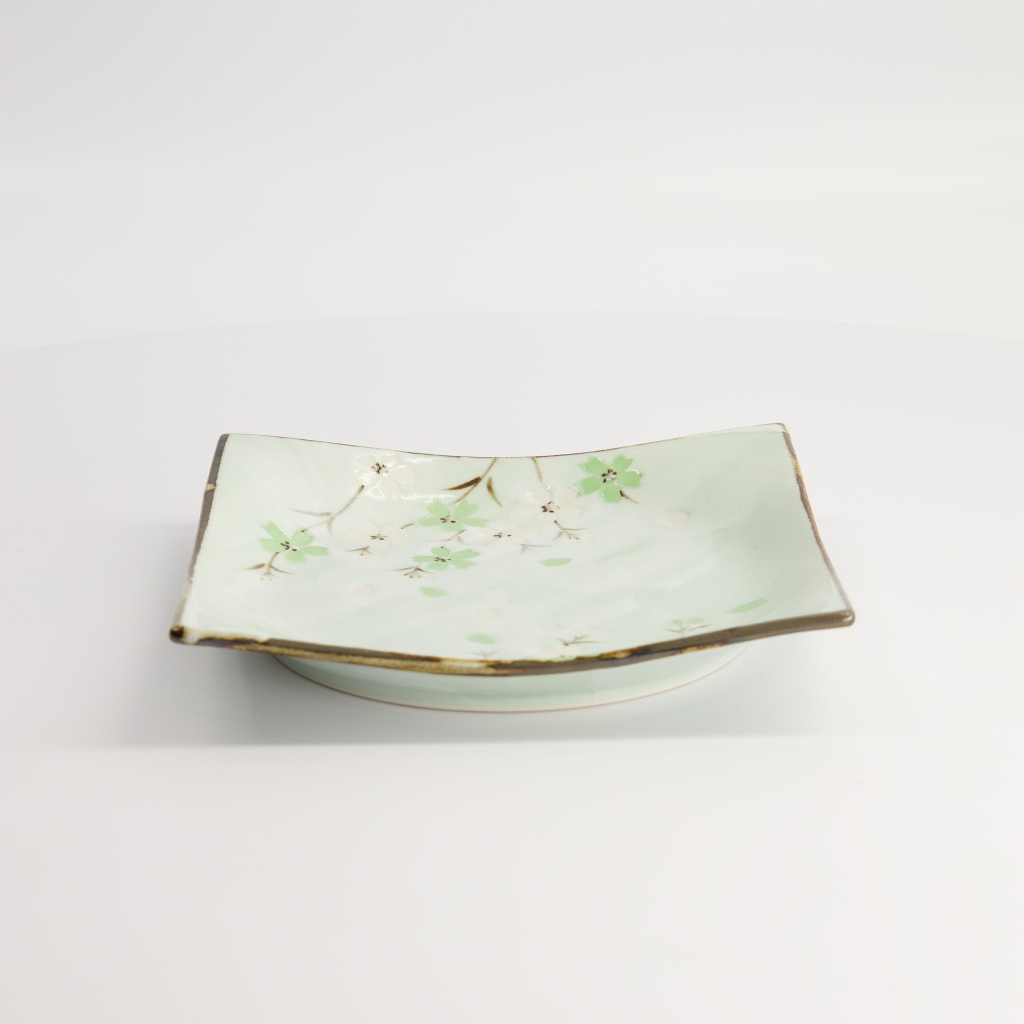 Green Cosmos Square Plate 17.2x17.2x2.2cm Q267/gc 6/36 Gift