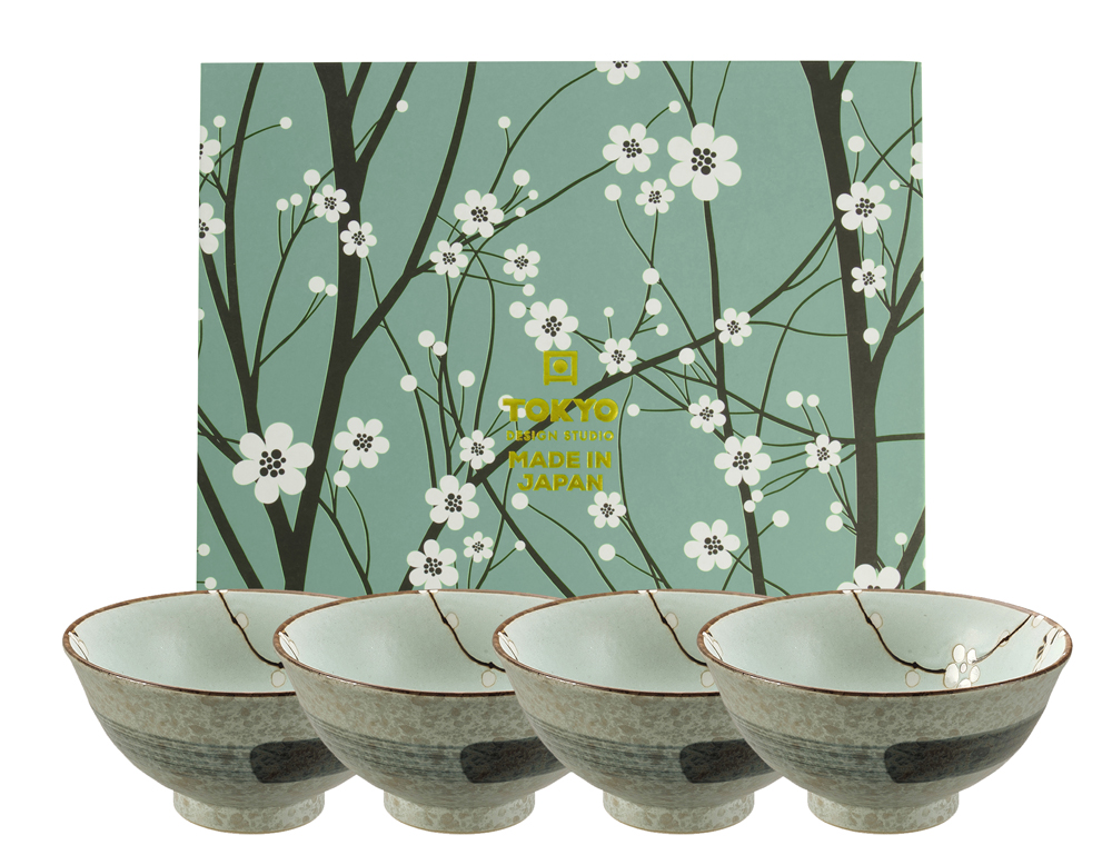 Green Soshun Bowl Giftset 4pcs 16x8cm 600ml 3b 22026 1/6 Gift