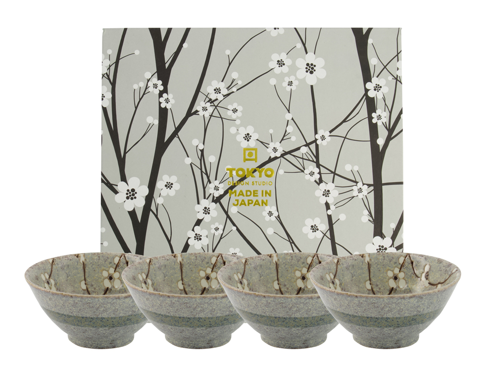 Grey Soshun Bowl Giftset 4pcs 13x6cm 350ml Gift