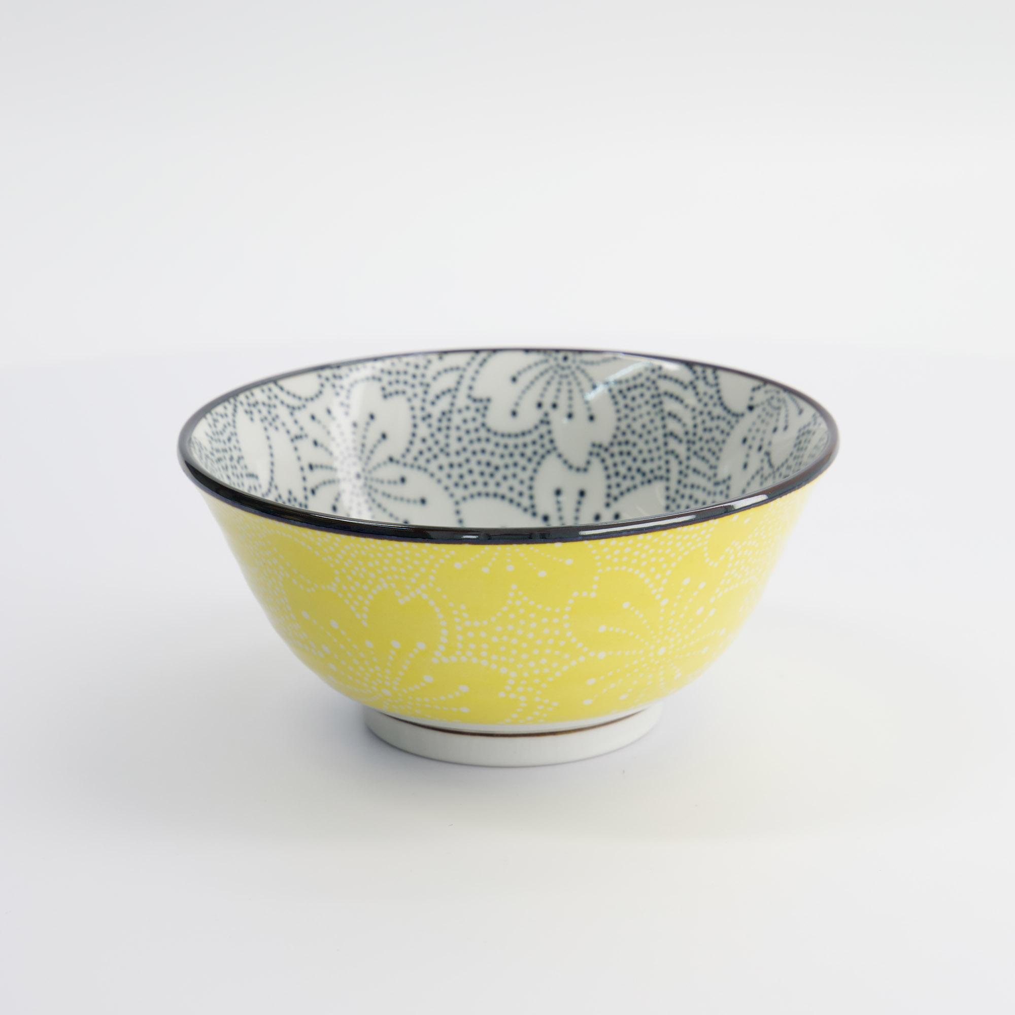 Mixed Bowls Dot Sakura 14.8x6.8cm 500ml Black/yellow Hb-7101/d 6/48 Gift