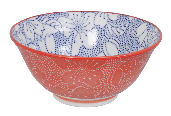 Mixed Bowls Dot Sakura 14.8x6.8cm 500ml Blue/red Hb-7101/a 6/48 Gift