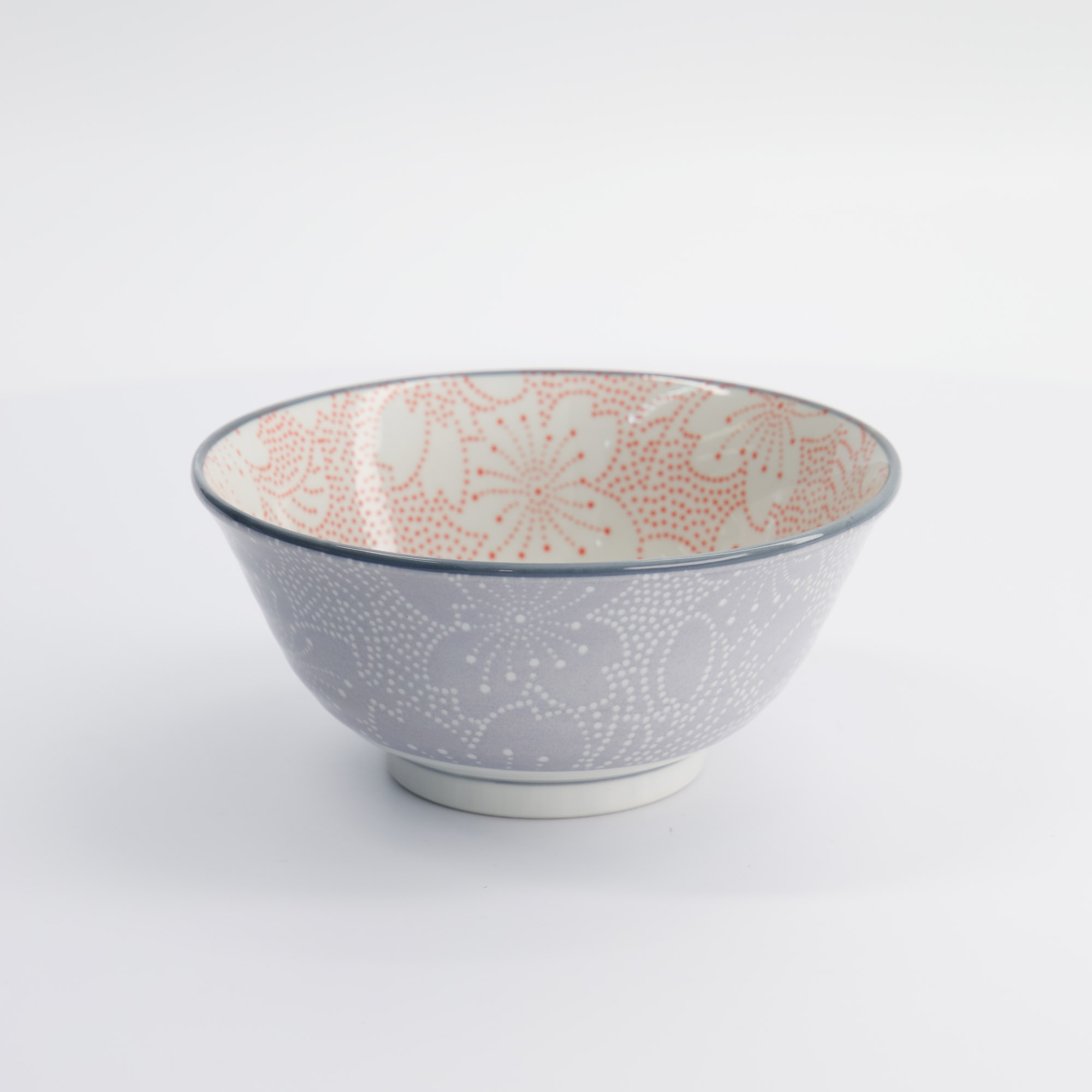 Mixed Bowls Dot Sakura 14.8x6.8cm 500ml Red/grey Hb-7101/c 6/48 Gift