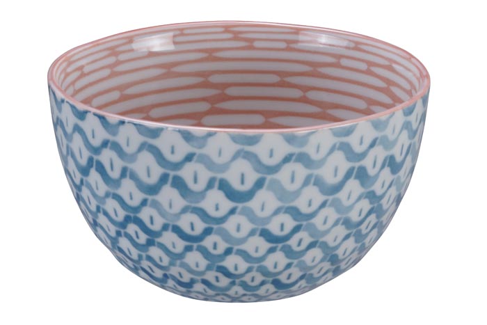 Mixed Bowls Nenrin Pink/medama Aqua 15x8.5cmh 750ml Pt-7010/c Gift