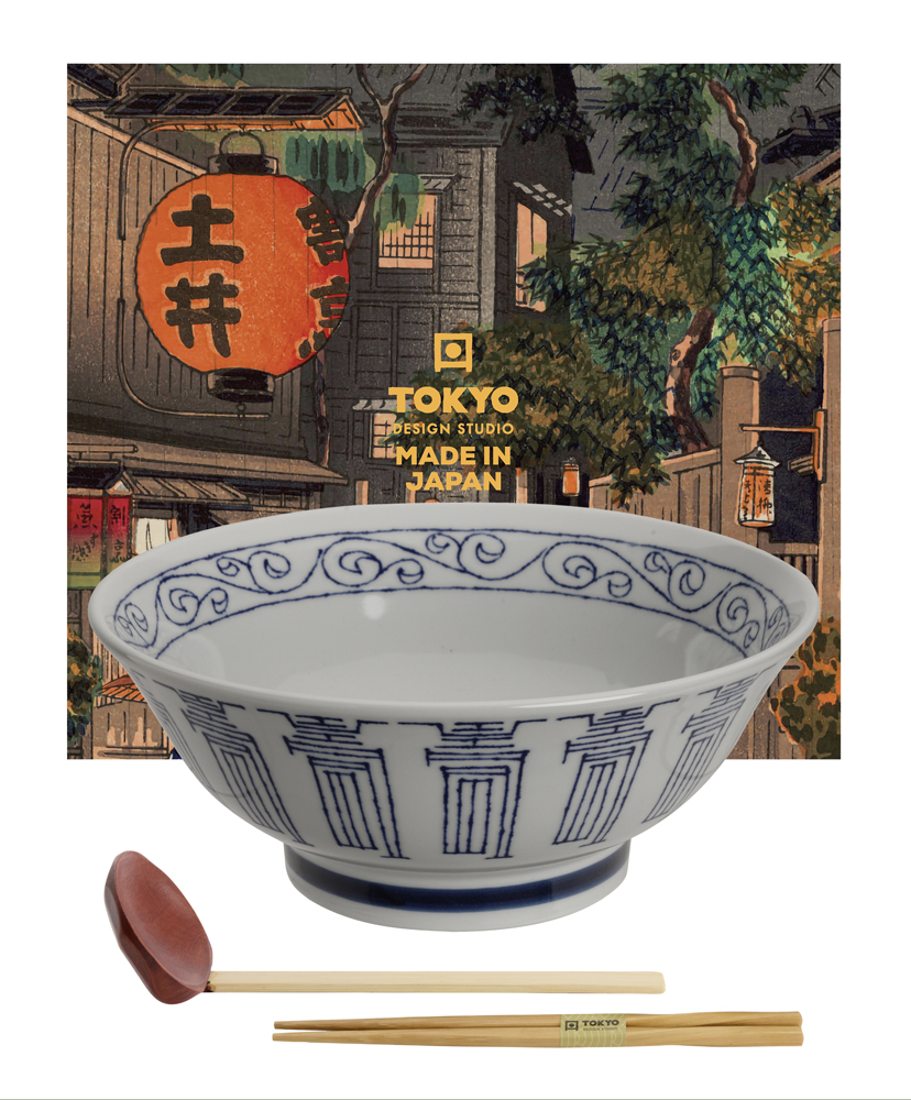 Mixed Bowls Ramen 3pcs Giftset 21.5x9cm 1.3l Kotobuki Blue Gift