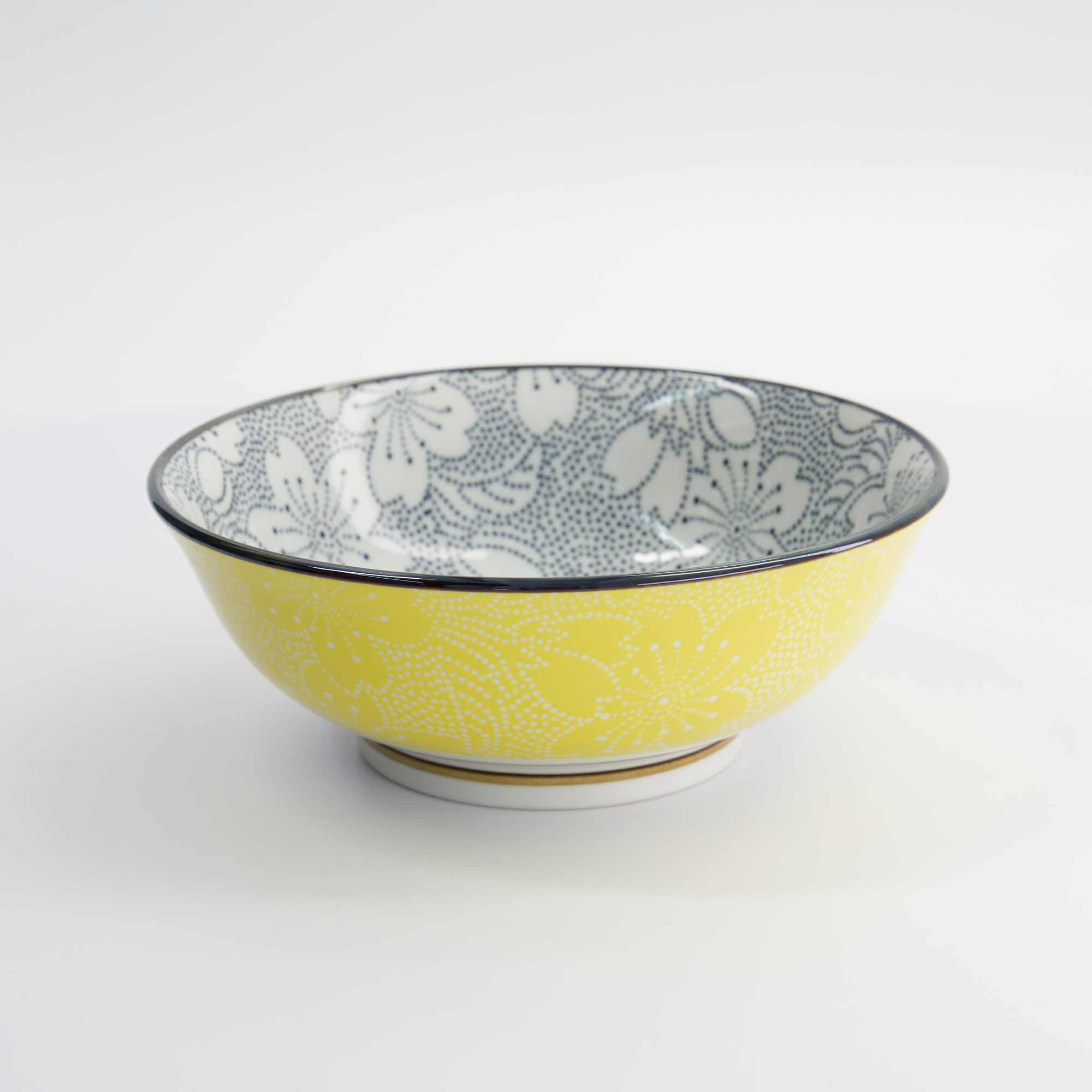 Mixed Bowls Ramen Sakura 19.7x7cm 1000ml Black/yellow Hb-7102/d 4/32 Gift