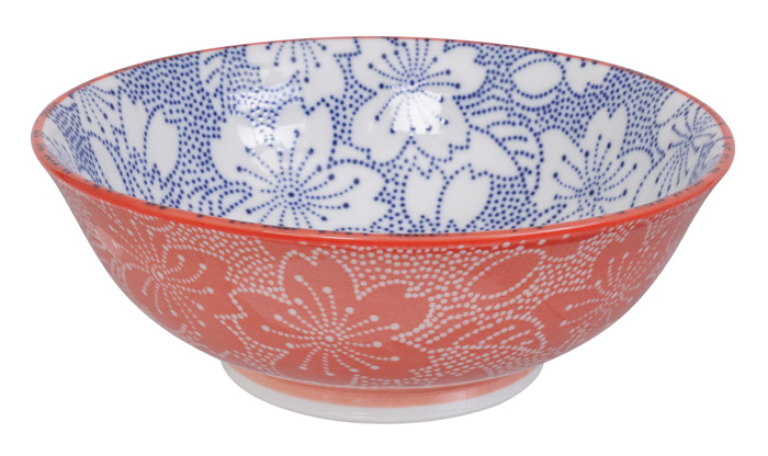 Mixed Bowls Ramen Sakura 19.7x7cm 1000ml Blue/red Hb-7102/a 4/32 Gift