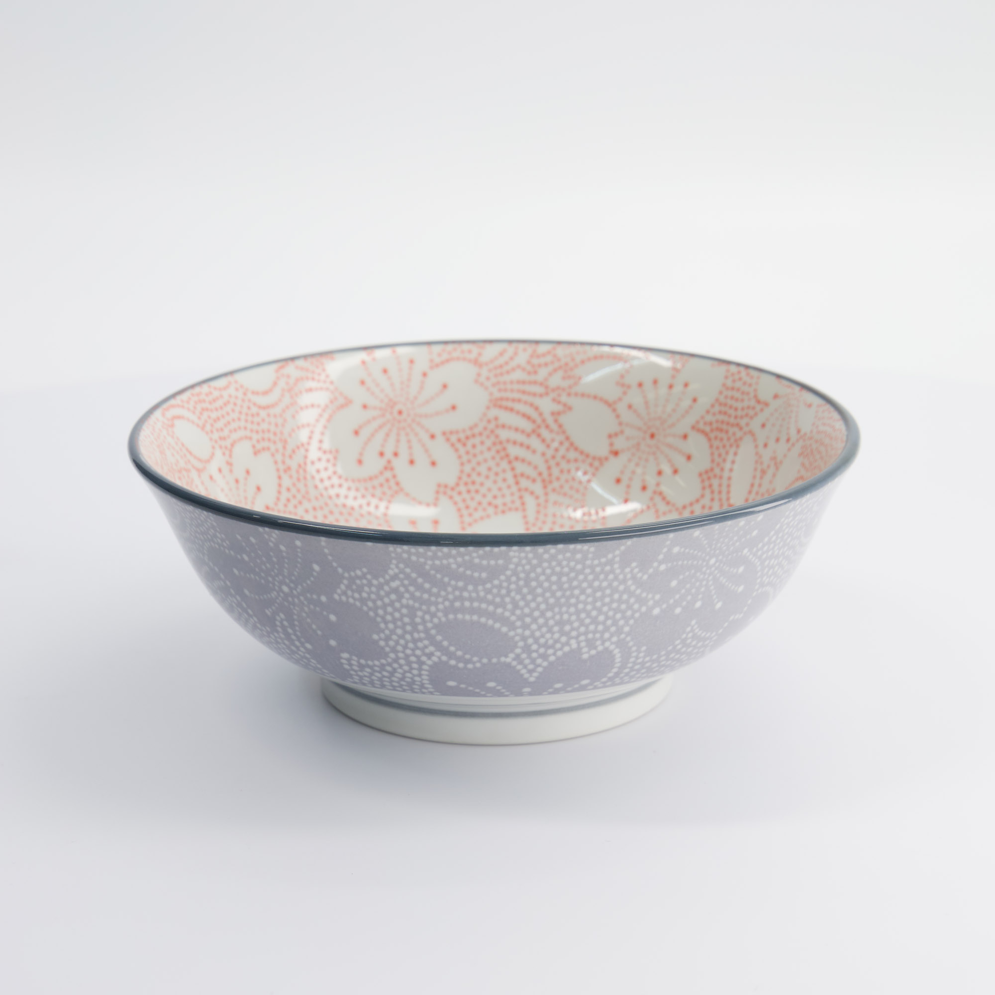 Mixed Bowls Ramen Sakura 19.7x7cm 1000ml Red/grey Hb-7102/c 4/32 Gift