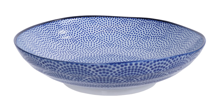 Nippon Blue Pasta Plate 21x5.2cm Dots Yw-07/b  3/36 Gift