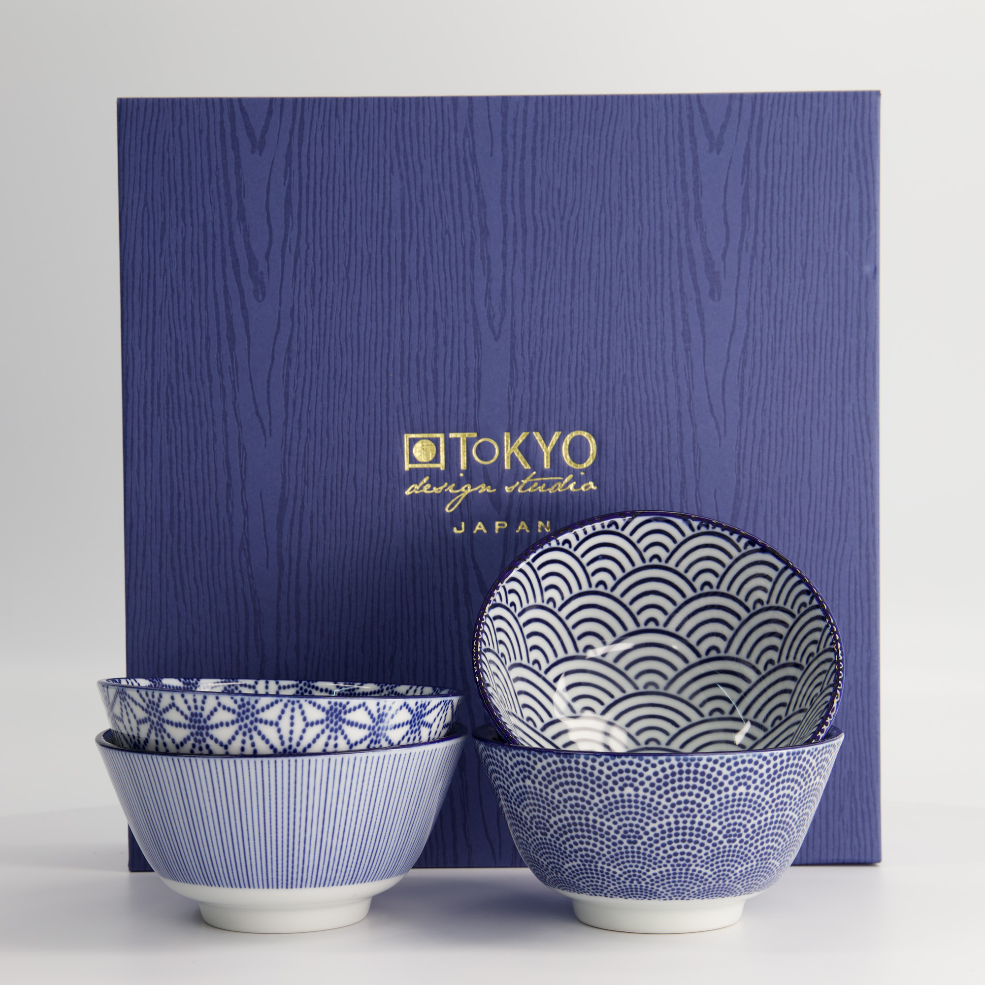 Nippon Blue Rice Bowl Giftset 4pcs 12x6.4cm 300ml Tn-09/abdf 1/16 Gift