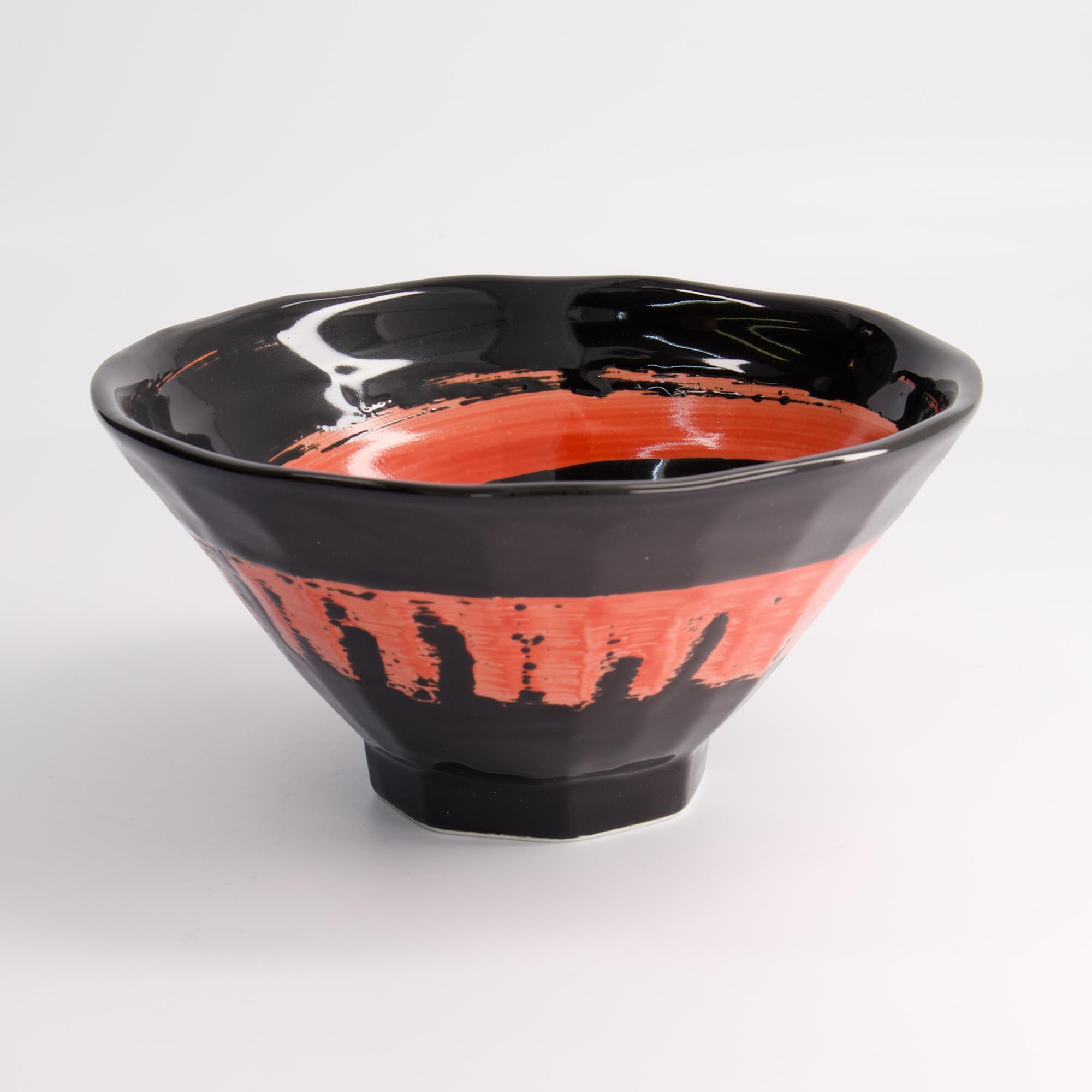 Ramen Bowl Maru Black 19.5x10cm Black/red 3/24 21210 Gift