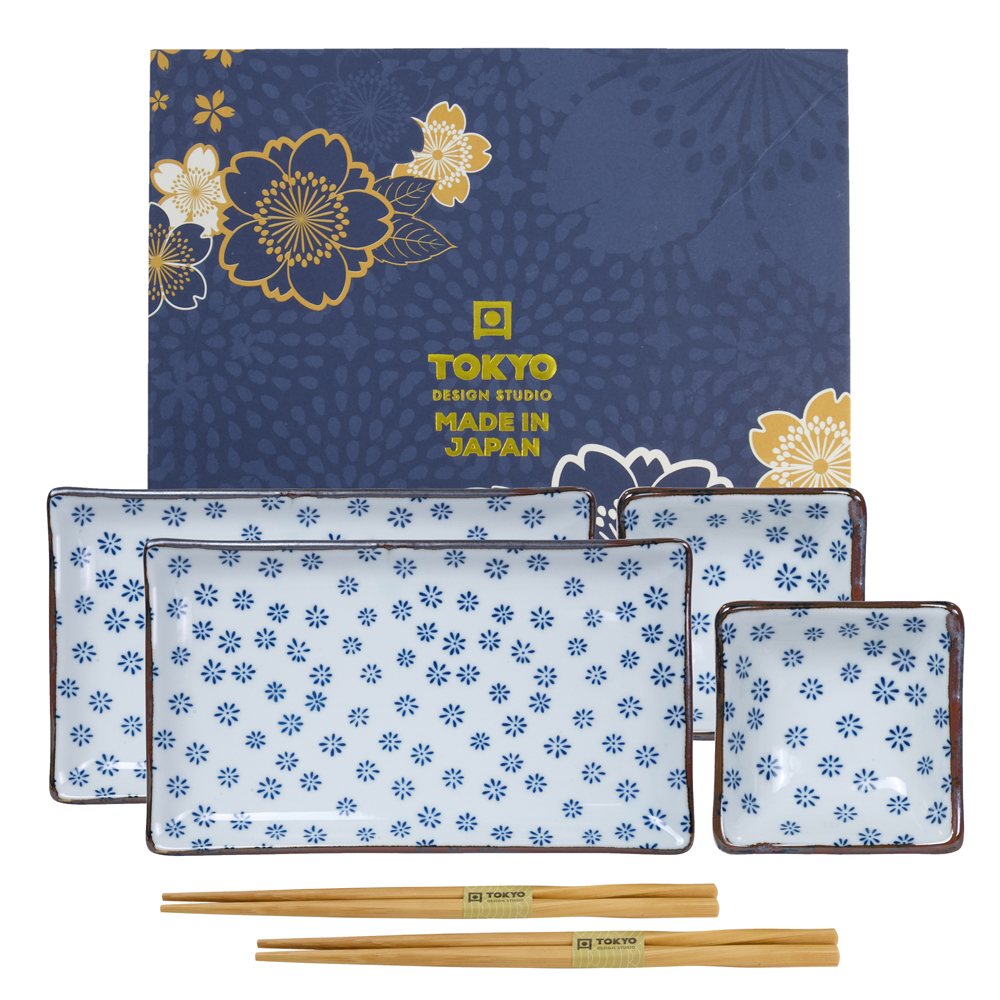 Sushi Giftset Mizu 6pcs W/chop 21x13.5cm & 8.5x3cm 9a 22049 1/6 Gift