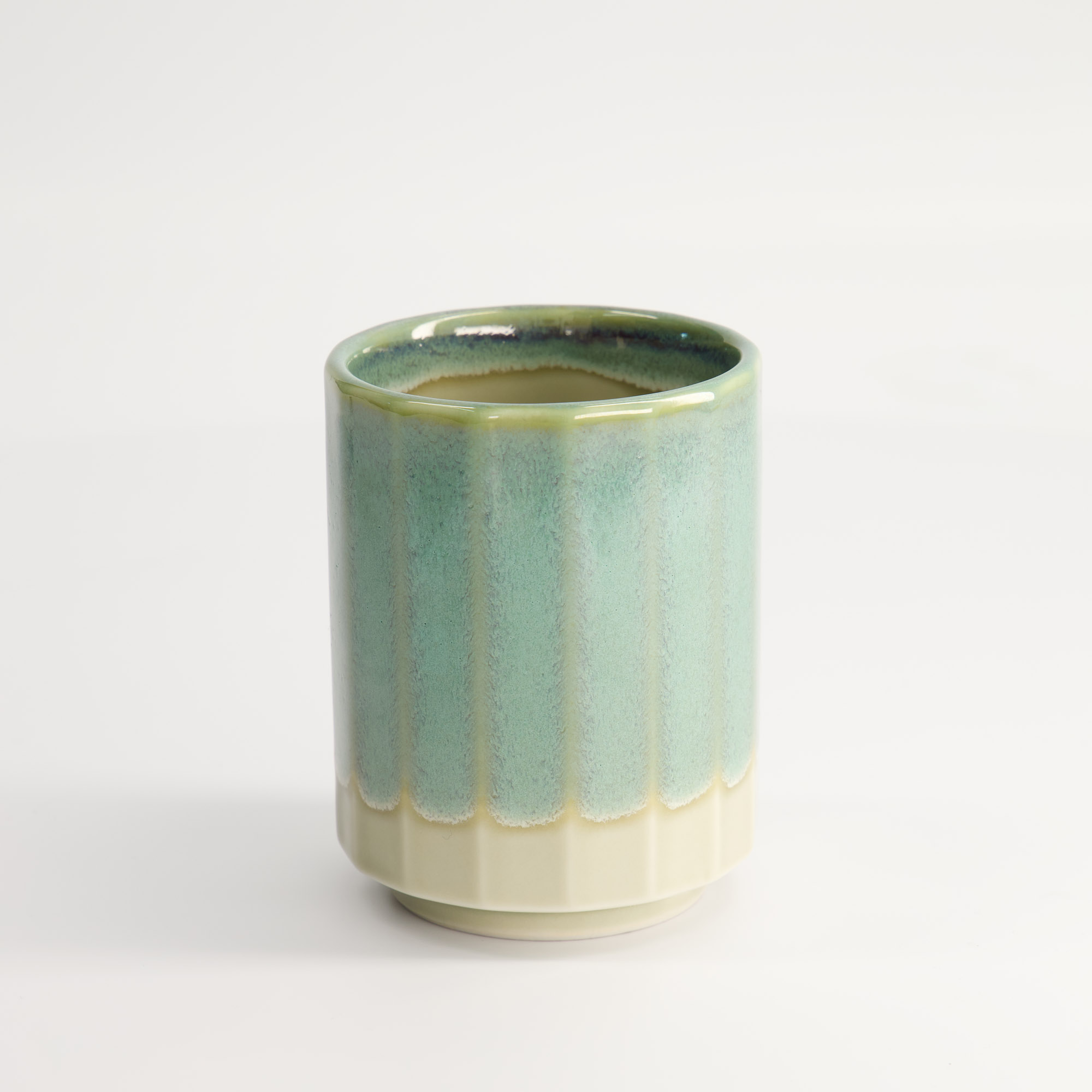 Tea Cup 7.8x10.2cm 300ml White/aqua Glaze Mu-7814 6/48 Gift