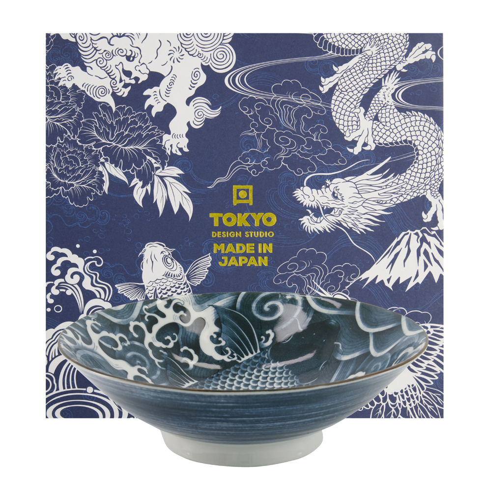 Japonism Carp 1pce Bowl Giftset 25.2x7.7cm 1600ml Black Gift