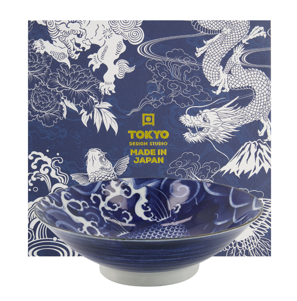 Japonism Carp 1pce Bowl Giftset 25.2x7.7cm 1600ml Blue Gift