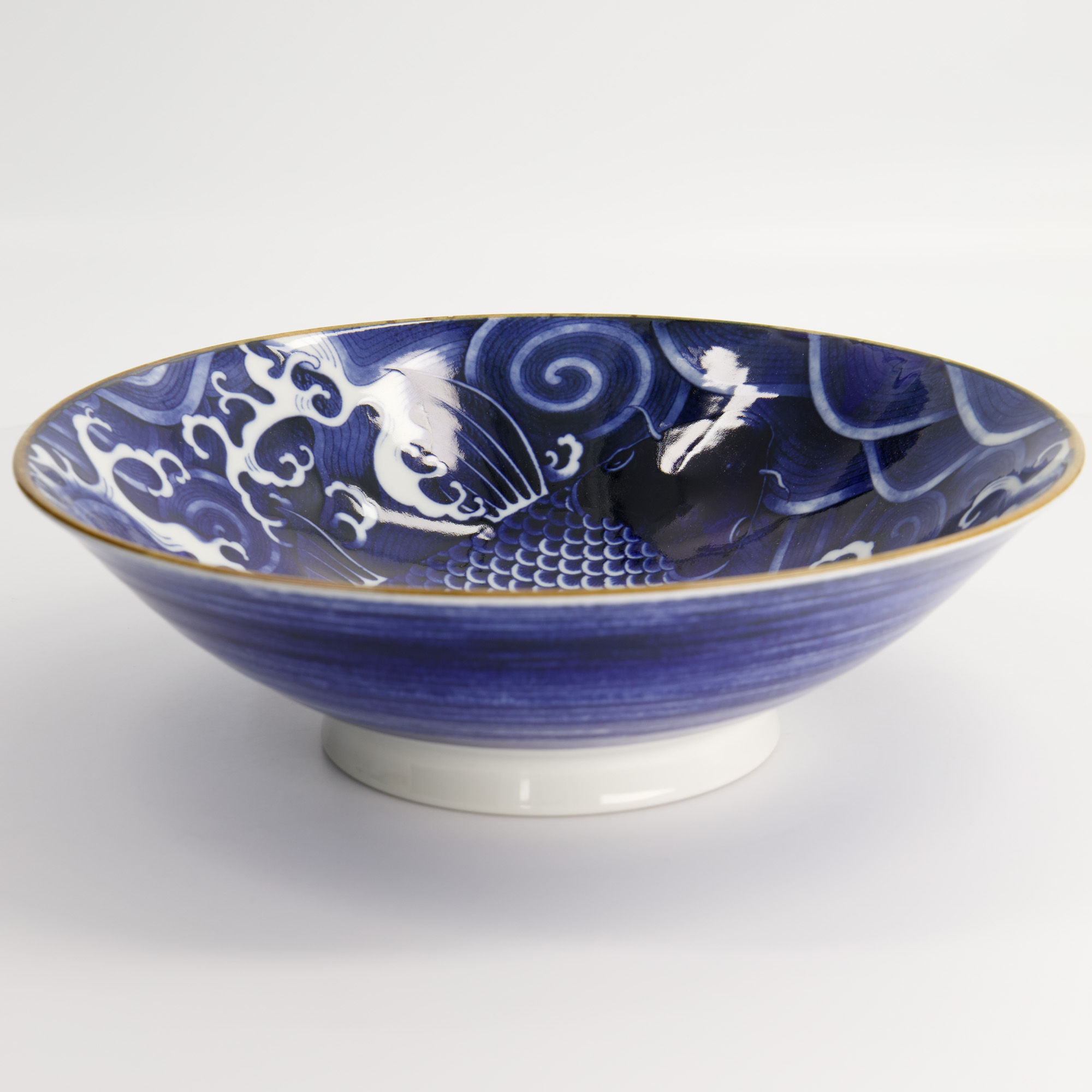 Japonism Carp Menbachi Bowl 25.2x7.7cm 1600ml Blue Yw-9102/bl 3/24 Gift