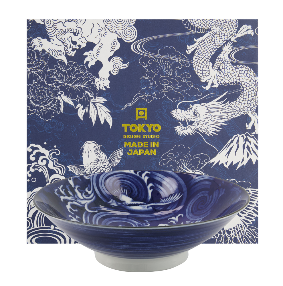 Japonism Crane 1pce Bowl Giftset 25.2x7.7cm 1600ml Blue Gift