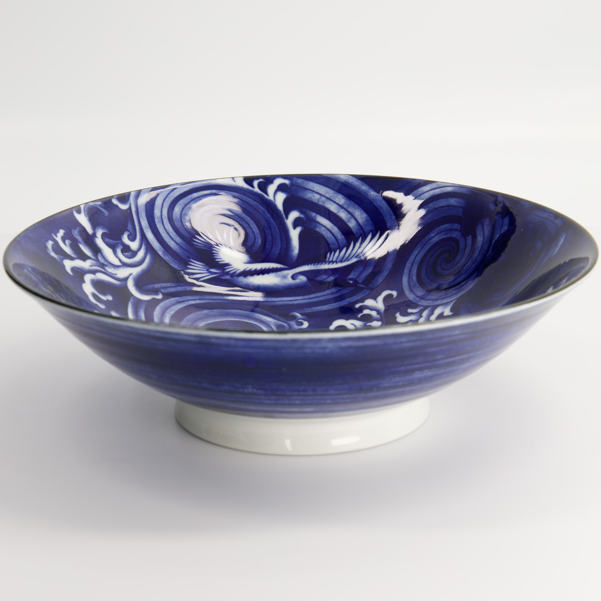 Japonism Crane Menbachi Bowl 25.2x7.7cm 1600ml Blue 3/24 Gift