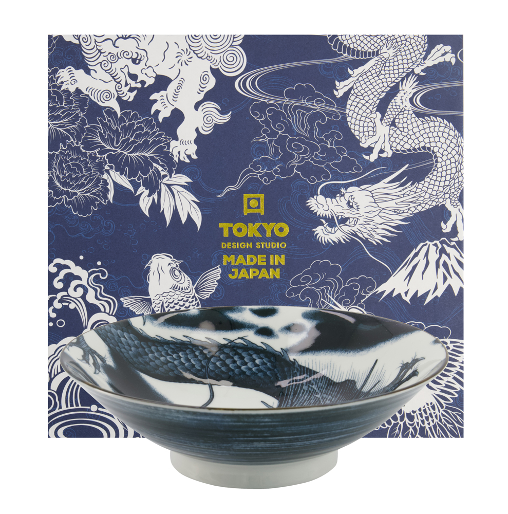 Japonism Dragon 1pce Bowl Giftset 25.2x7.7cm 1600ml Black Gift