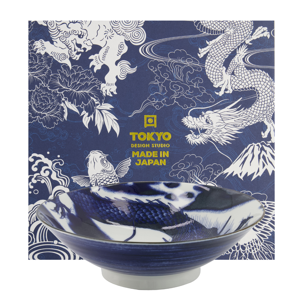 Japonism Dragon 1pce Bowl Giftset 25.2x7.7cm 1600ml Blue Gift