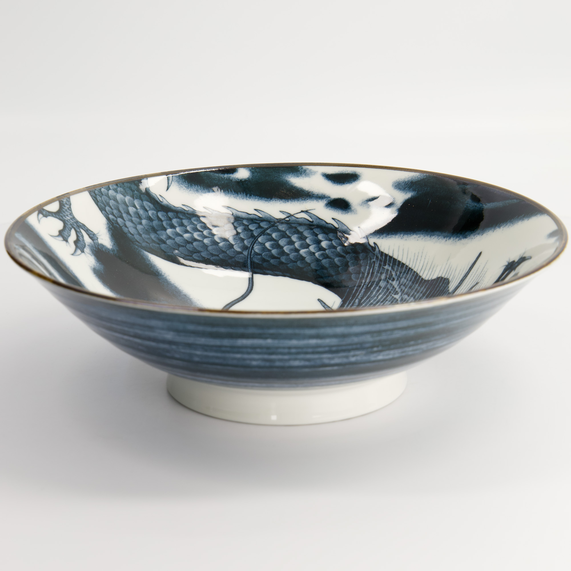 Japonism Dragon Menbachi Bowl 25.2x7.7cm 1600ml Black 18689 3/24 Gift