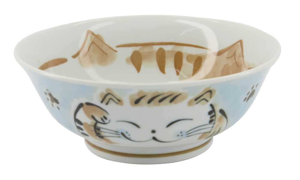 Kawaii Ramen Bowl Fuku Cat Neko Blue 20.3x8cmh 1000ml Mu-8008/b 3/36 Gift