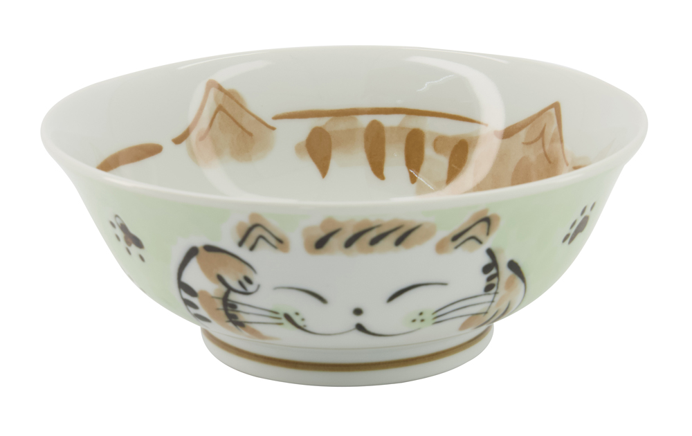 Kawaii Ramen Bowl Fuku Cat Neko Green 20.3x8cmh 1000ml Mu-8008/d 3/36 Gift