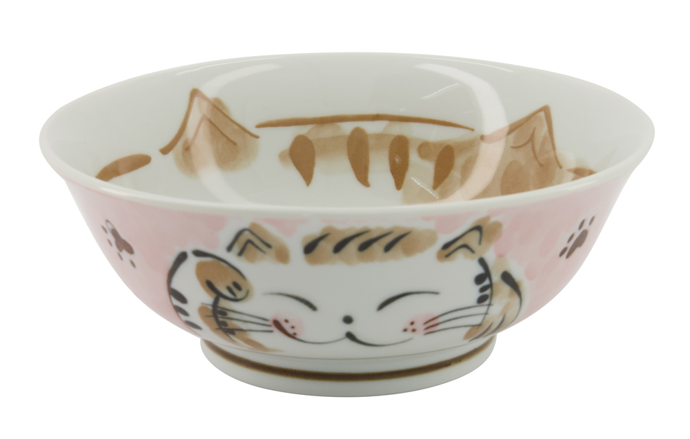 Kawaii Ramen Bowl Fuku Cat Neko Pink 20.3x8cmh 1000ml Mu-8008/a 3/36 Gift