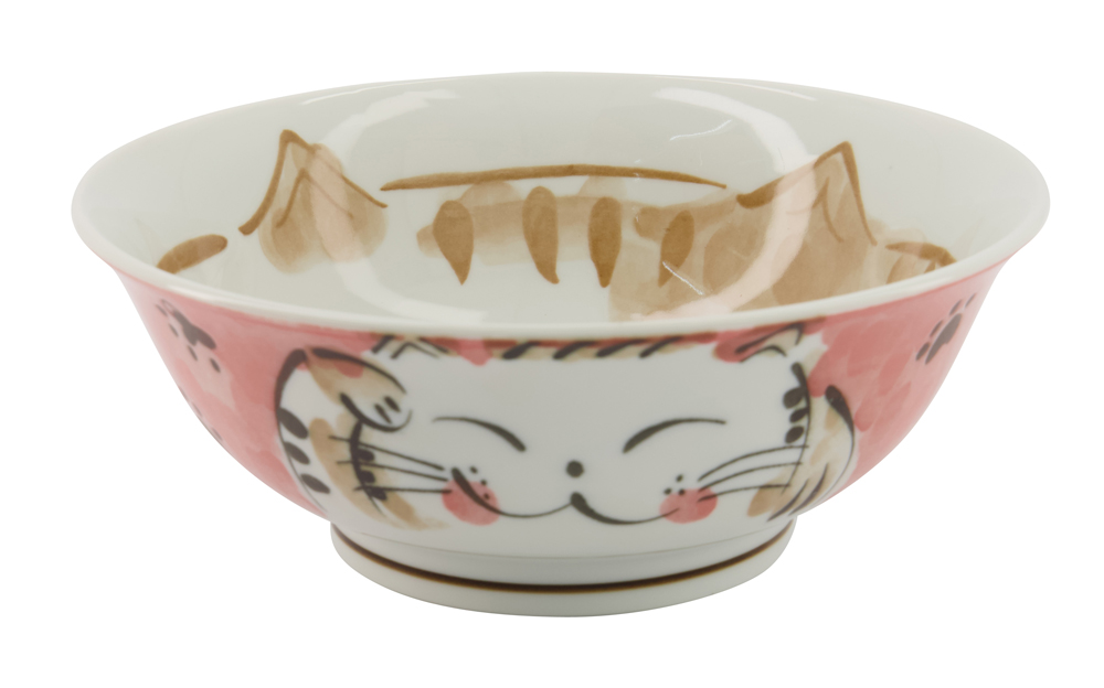 Kawaii Ramen Bowl Fuku Cat Neko Red 20.3x8cmh 1000ml Mu-8008/c 3/36 Gift