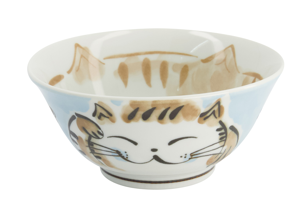 Kawaii Tayo Bowl Fuku Cat Neko Blue 15x7cmh 500ml Mu-8007/b 6/48 Gift