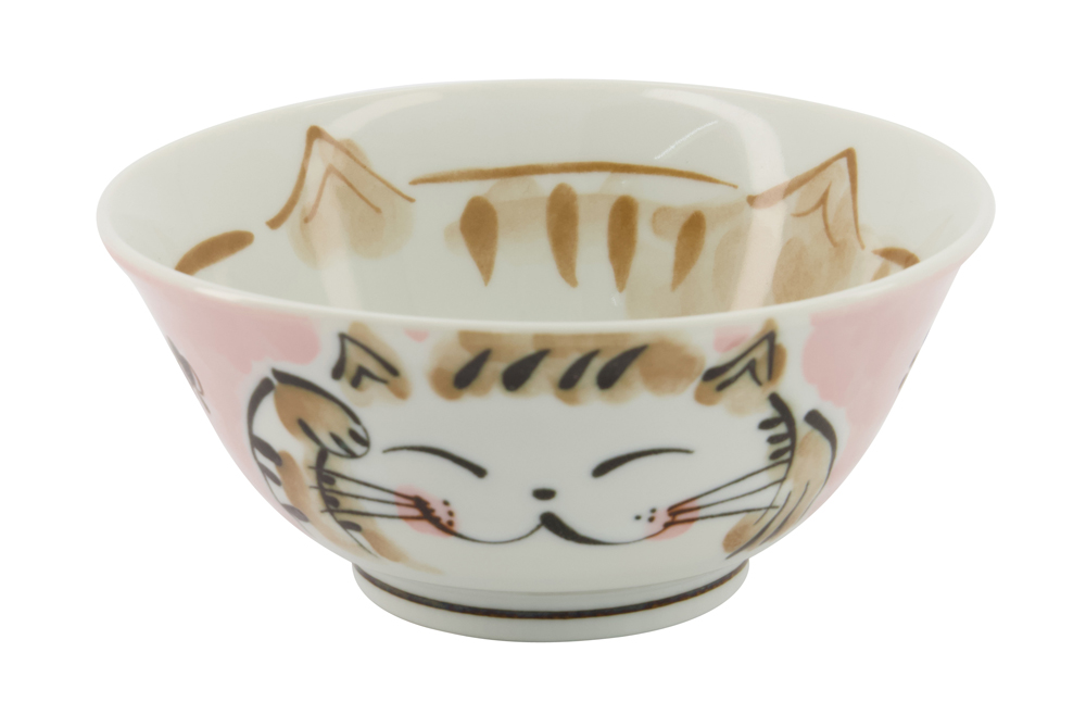 Kawaii Tayo Bowl Fuku Cat Neko Pink 15x7cmh 500ml Mu-8007/a 6/48 Gift