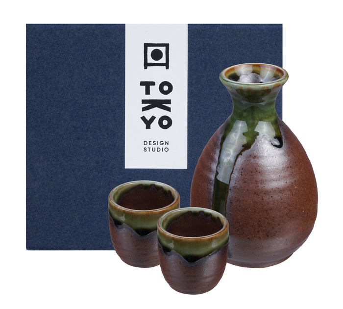 Sake Set Iga Oribe 1:2 300ml/50ml Yw-8423/e 1/36 Gift