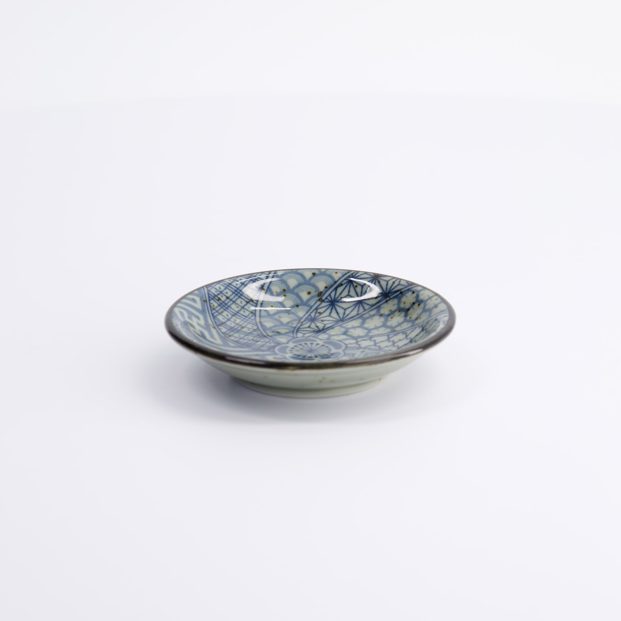 Soy Sauce Dish 9.5x2cm Mashiko Blue/green Fk-435 12/144 Gift