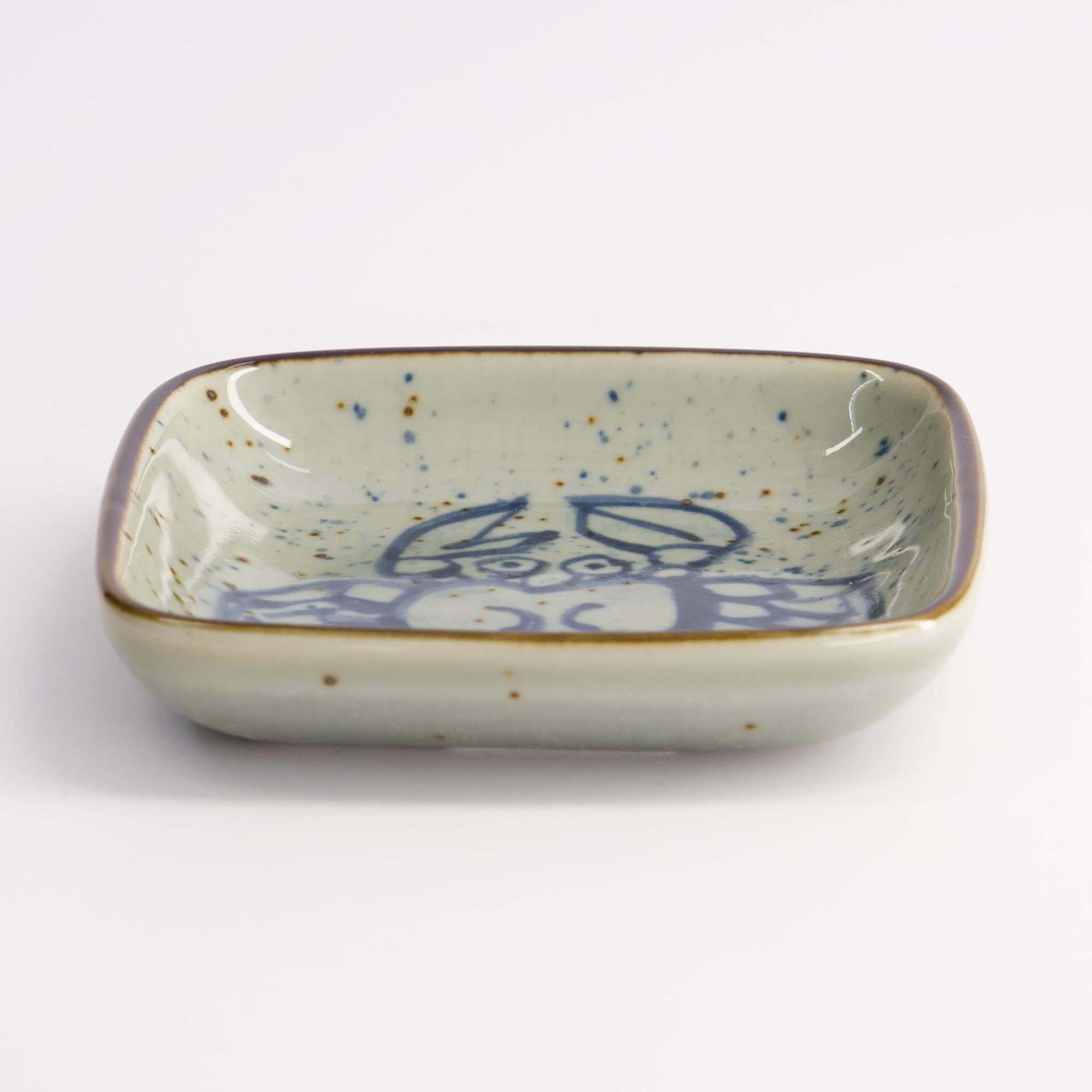 Soy Sauce Dish Square 9x1.6cm Crab Blue Hb-5851/f 12/192 Gift