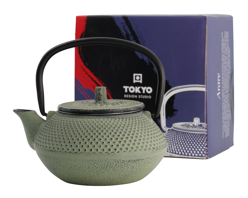 Wy Tea Kettle Iron 13.5x11.5x8.5cm Arare 0.35l Green/grey 1/12 Gift