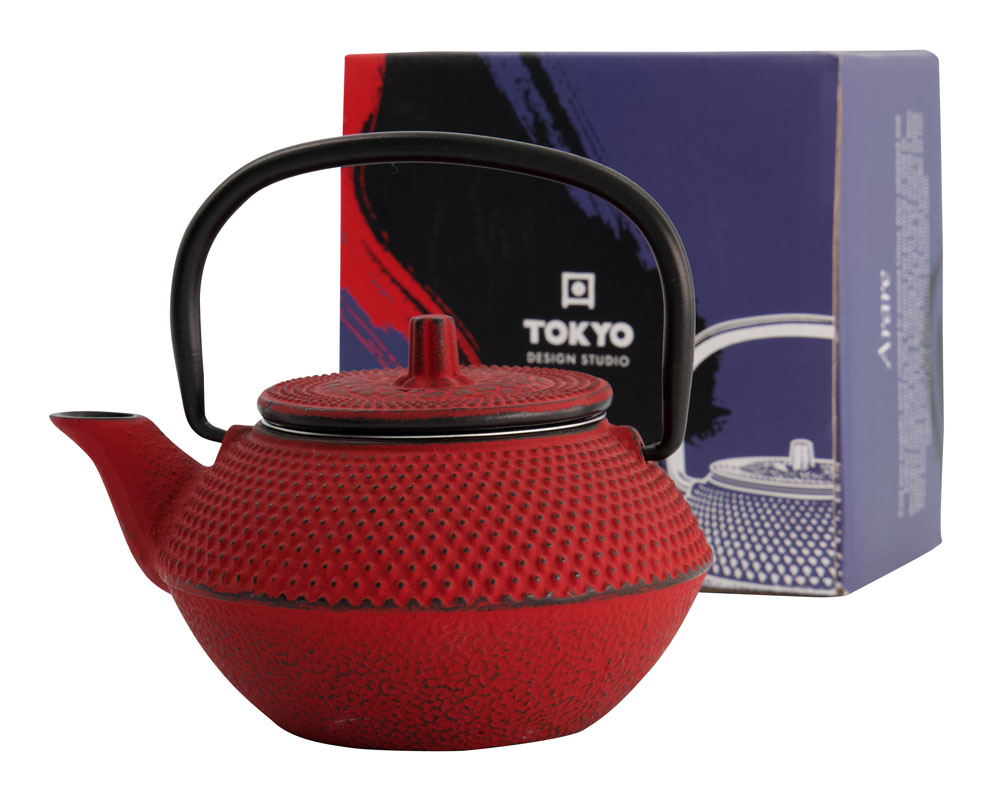 Wy Tea Kettle Iron 13.5x11.5x8.5cm Arare 0.35l Red 1/12 Gift