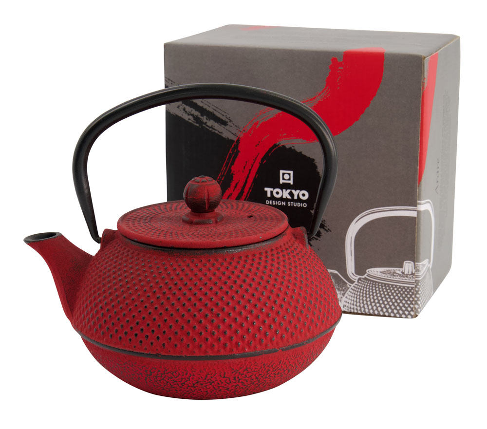 Wy Tea Kettle Iron 17.5x15x10cm Arare  0.8l Red 1/8 Gift