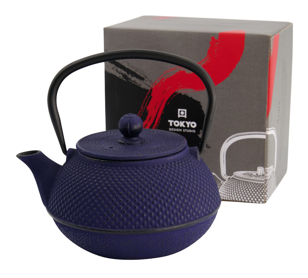 Wy Tea Kettle Iron 17.5x15x10cm Arare 0.8l Blue 1/8 Gift