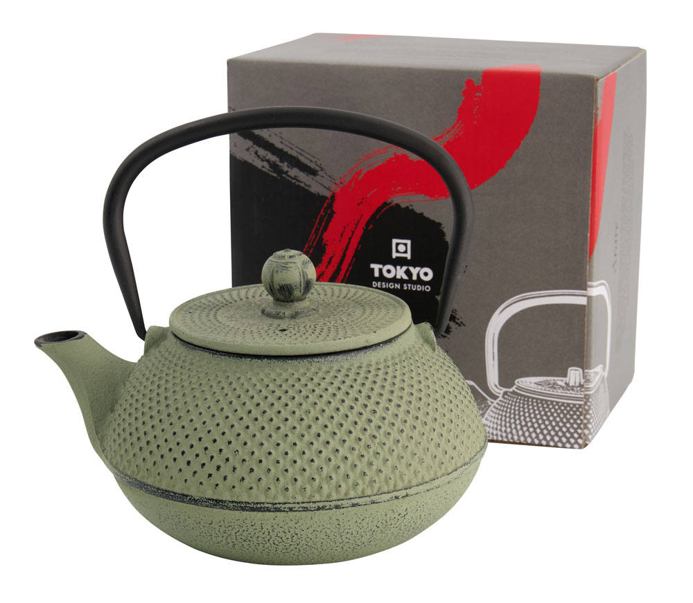 Wy Tea Kettle Iron 17.5x15x10cm Arare 0.8l Green/grey 1/8 Gift