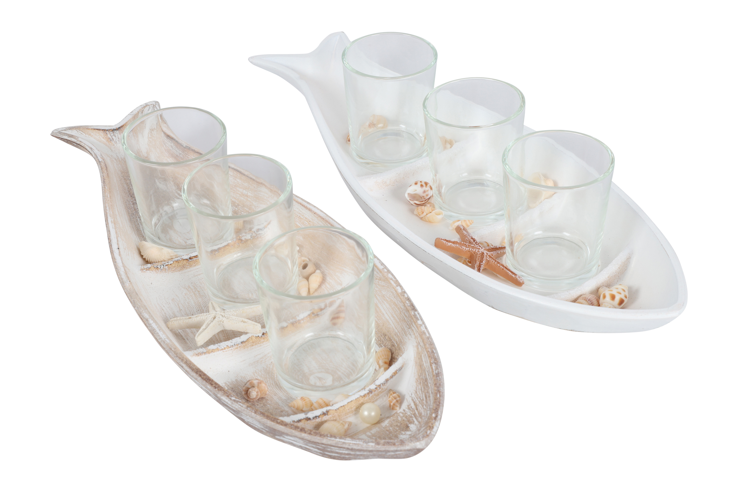 Tray Fish W 3glasses A2 Natural/white Gift